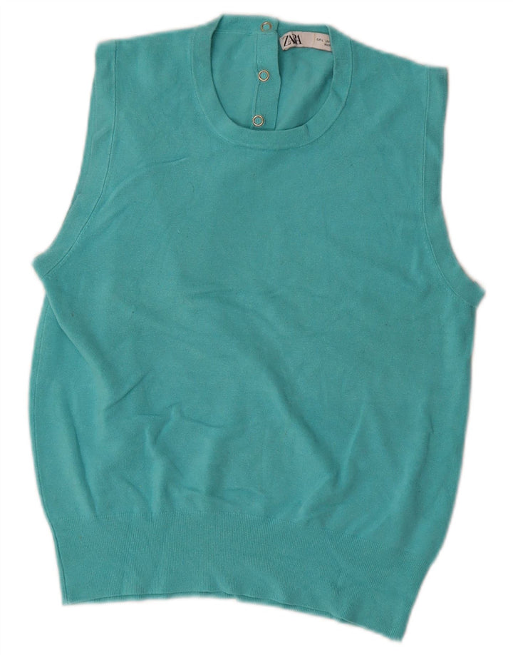 Canottiera da donna Zara UK 14 grande in viscosa blu