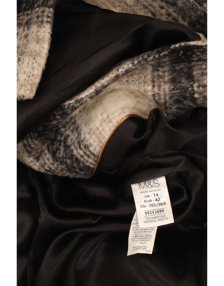 Cappotto doppiopetto da donna Marks & Spencer UK 14 grande quadri beige