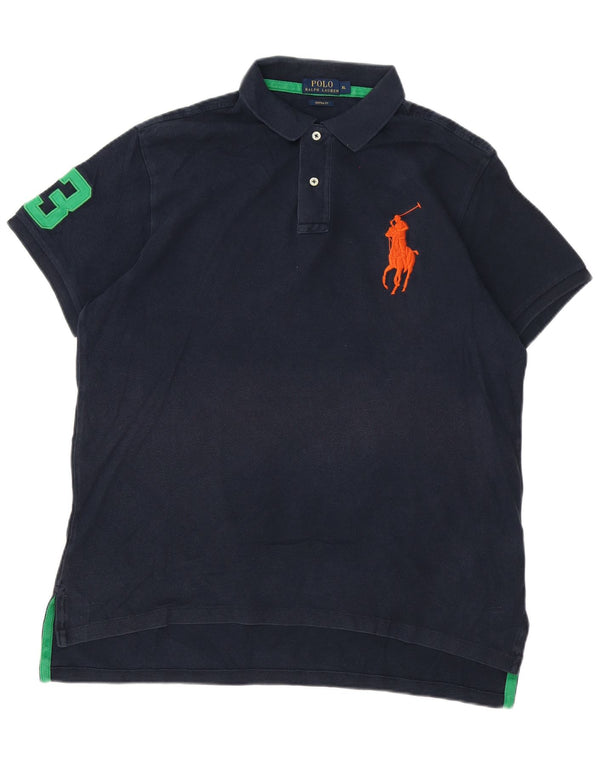Polo Ralph Lauren da uomo con vestibilità grafica personalizzata XL in cotone blu navy