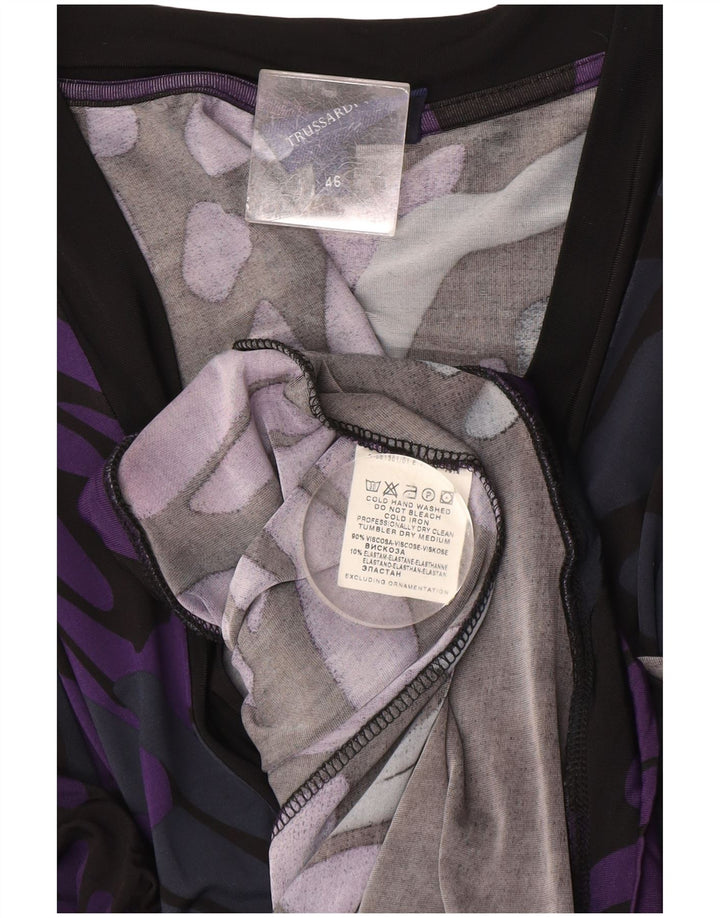 Abito Donna Trussardi a Balze con Fantasia Astratta IT 46 Large Viola