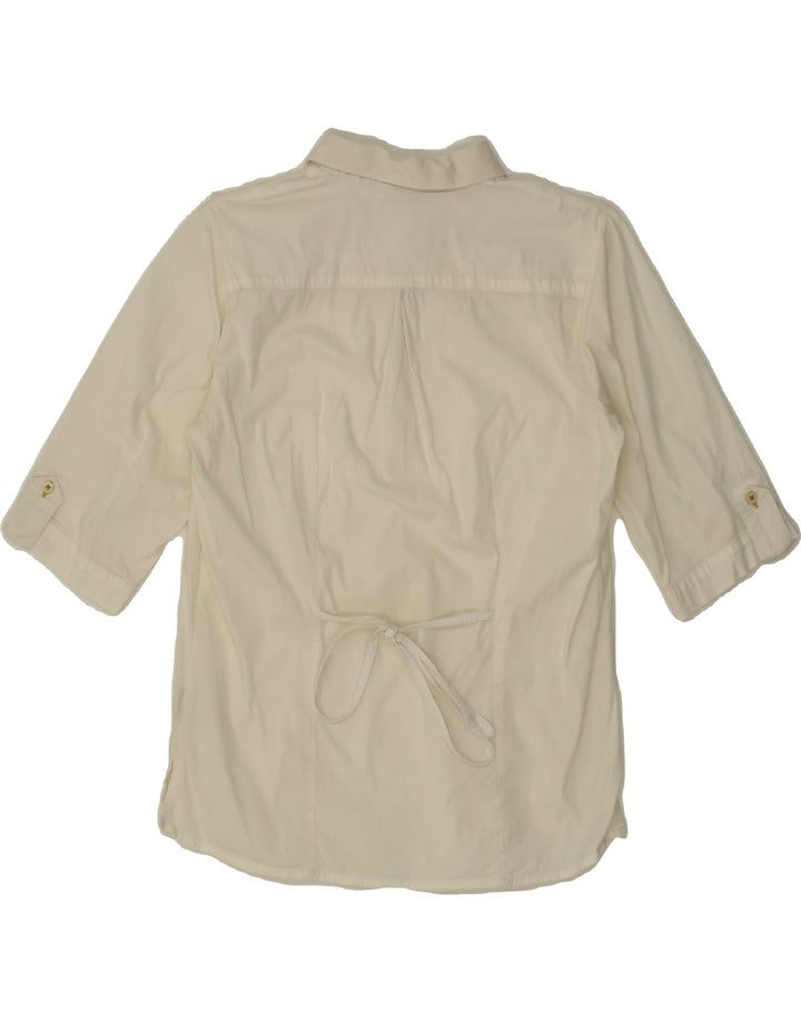 WOOLRICH Womens Short Sleeve Pullover Shirt UK 12 Medium White Cotton Vintage Woolrich and Second-Hand Woolrich from Messina Hembry 