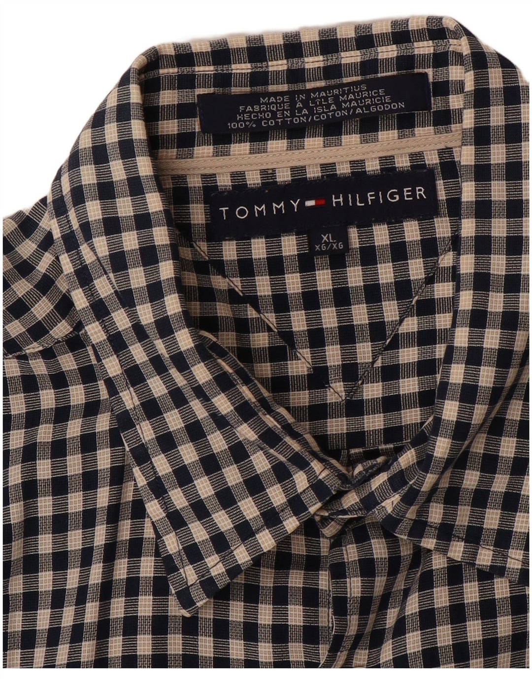 TOMMY HILFIGER Camicia da uomo XL in cotone a quadri neri