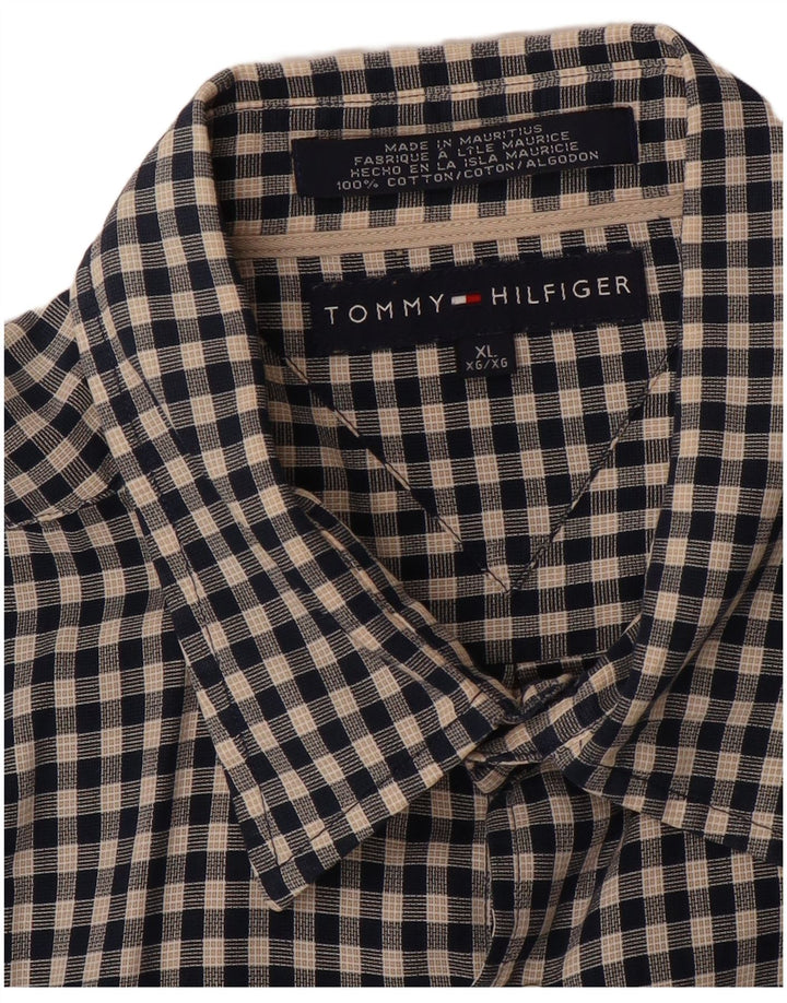 TOMMY HILFIGER Camicia da uomo XL in cotone a quadri neri