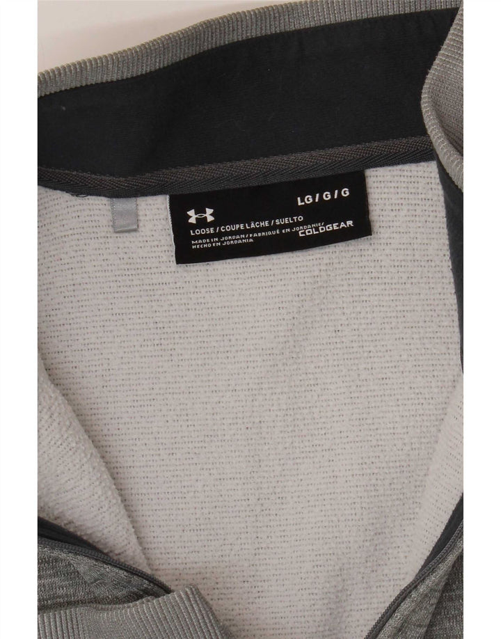 Felpa da uomo Under Armour Cold Gear con zip e collo, maglione grande grigio screziato