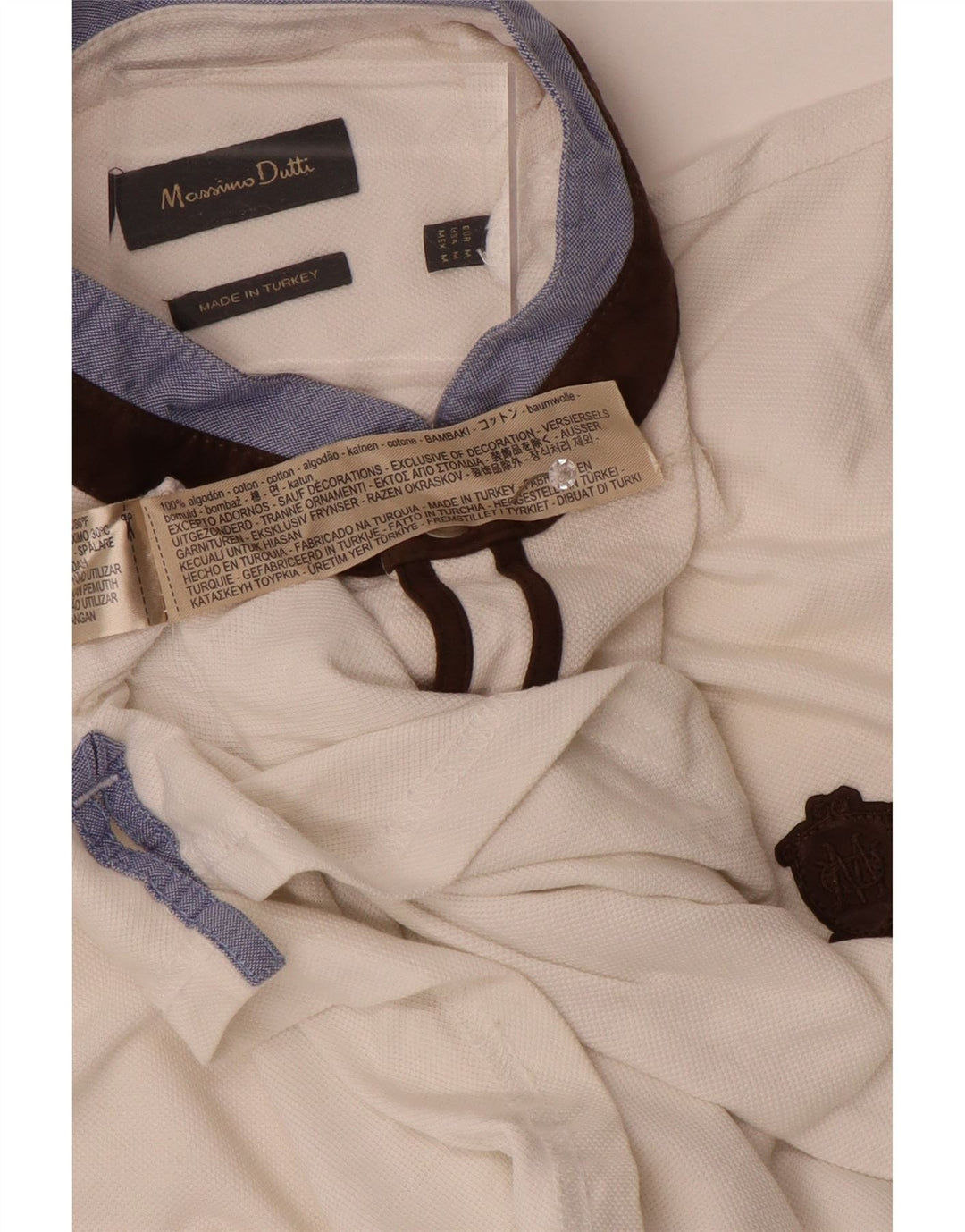 Polo da uomo Massimo Dutti in cotone color block bianco medio
