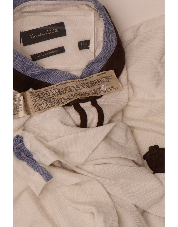 Polo da uomo Massimo Dutti in cotone color block bianco medio
