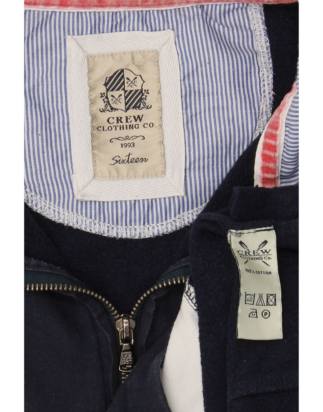 CREW CLOTHING Felpa da donna con collo con zip, maglione UK 16 grande blu navy