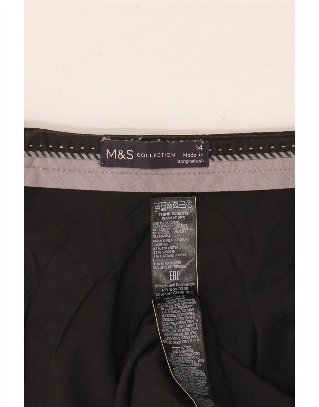 Gonna a tubino da donna Marks & Spencer UK 14 grande W32 poliestere nero