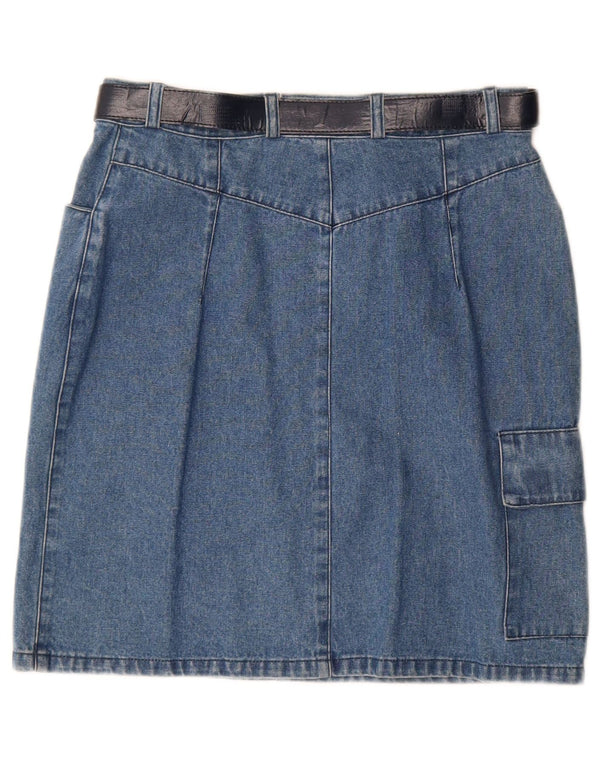 Gonna cargo denim vintage da donna IT 42 media W28 cotone blu