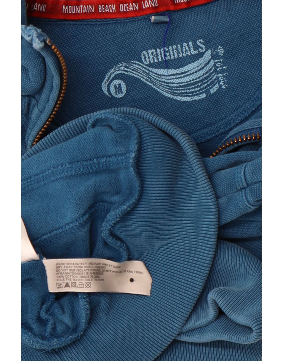 FAT FACE Felpa da uomo con zip e collo in cotone blu medio