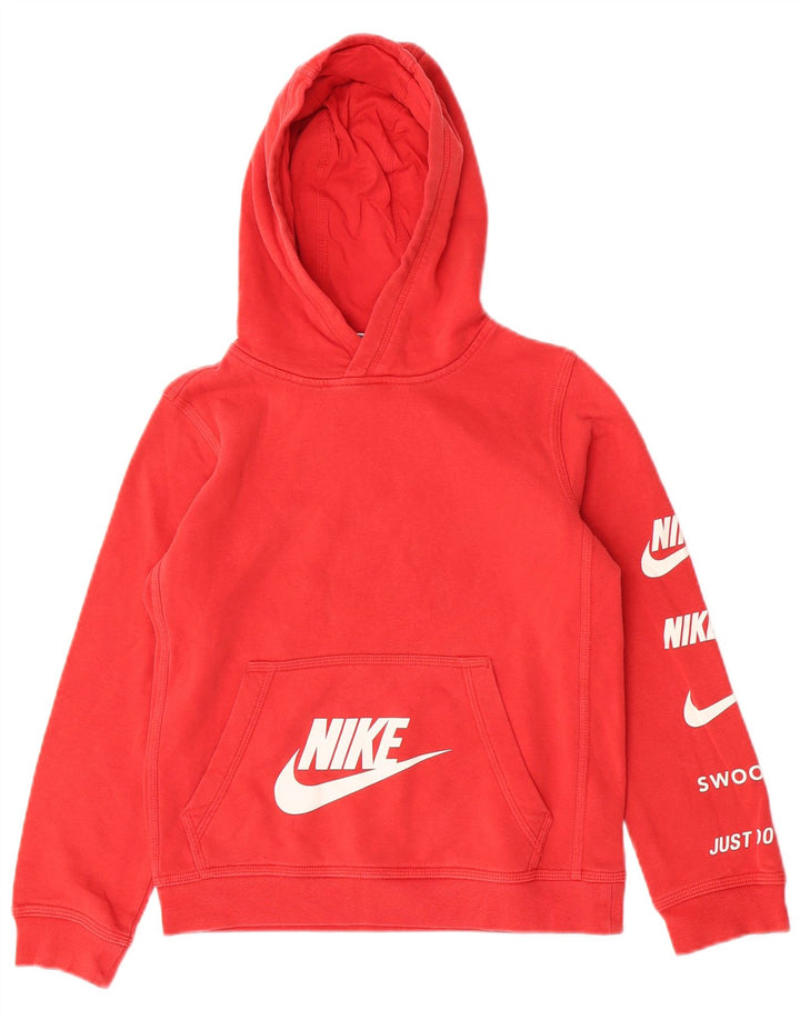 Felpa con cappuccio grafica Nike da bambino 10-11 anni in cotone rosso medio