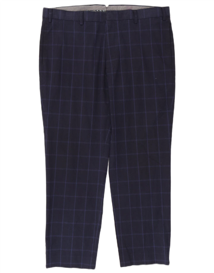 Pantaloni da abito vestibilità regolare Marks & Spencer da uomo W38 L29 blu navy a quadri