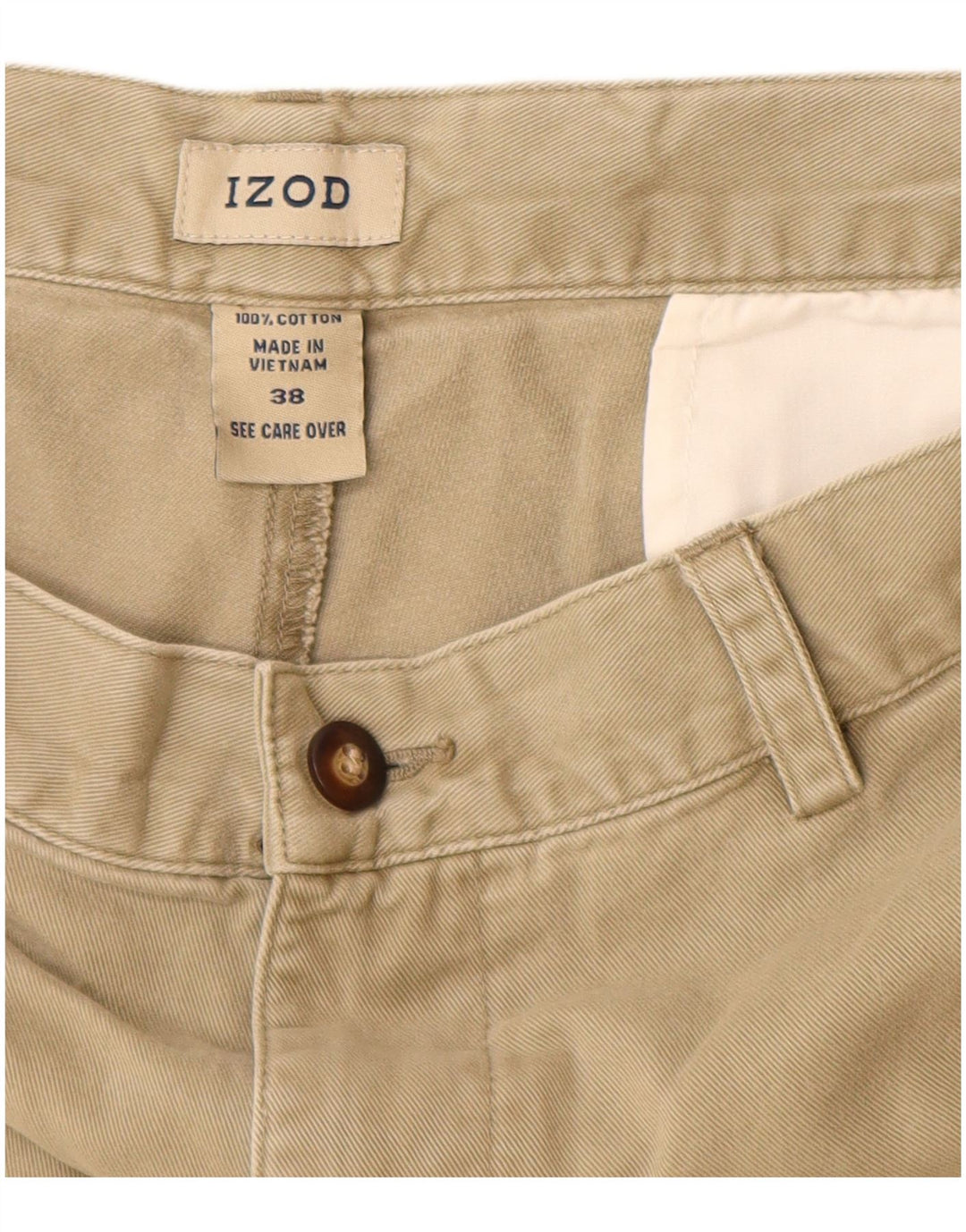 Pantaloncini chino da uomo IZOD W38 XL in cotone beige