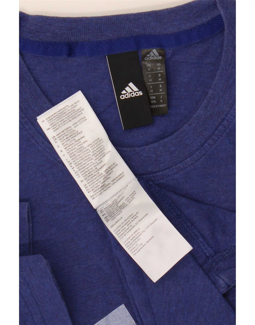 T-shirt grafica da uomo Adidas Top in cotone blu medio