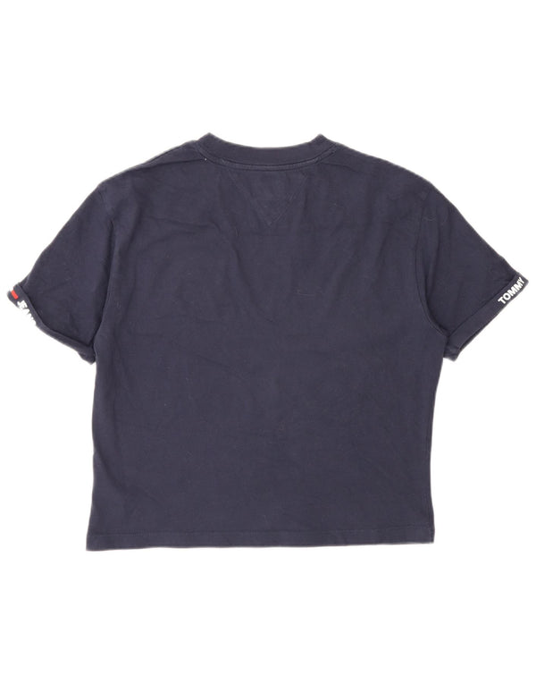T-shirt grafica da donna Tommy Hilfiger Top UK 10 Small Blu Navy Cotone