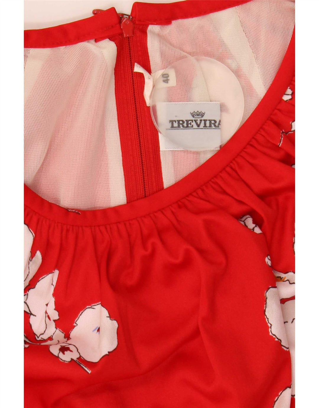 Abito a trapezio da donna Trevira IT 40 piccolo poliestere floreale rosso