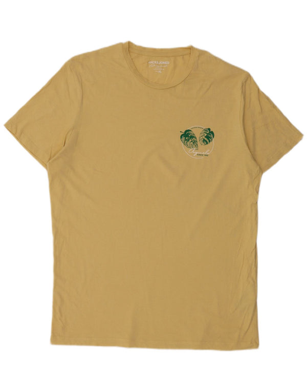 T-shirt da uomo Jack & Jones Top XL in cotone floreale giallo