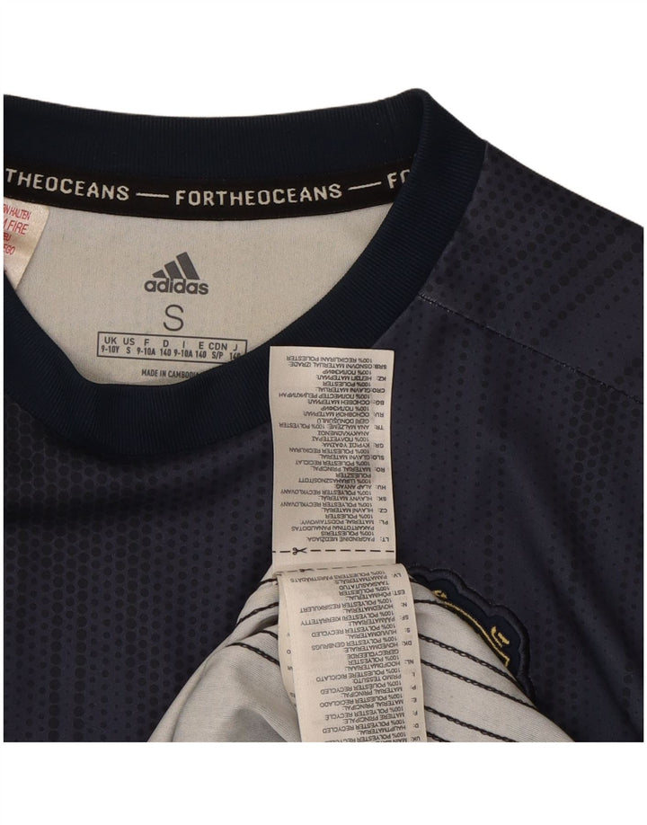 ADIDAS Boys Graphic T-Shirt Top 9-10 Years Small  Navy Blue