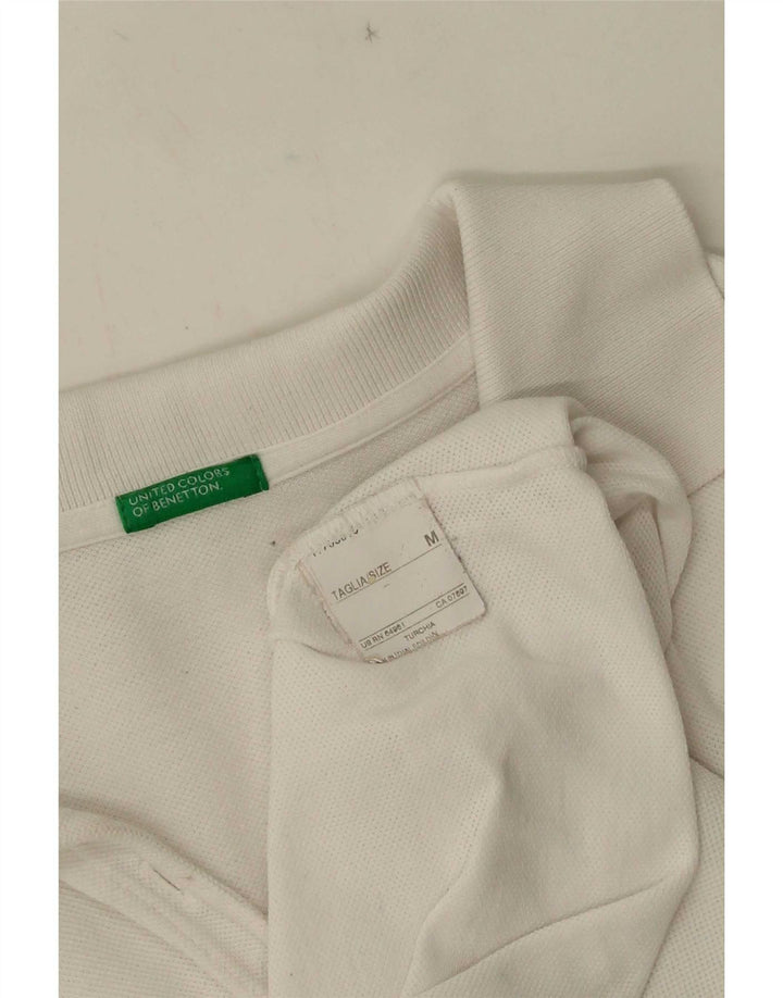 Polo a maniche lunghe da donna Benetton UK 12 Medium Bianca