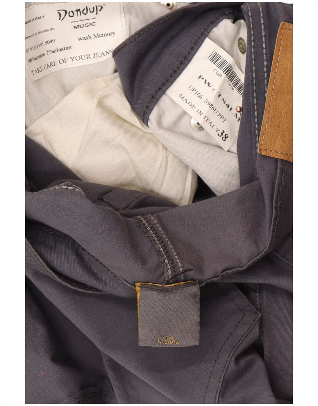 DONDUP Pantaloni Casual Slim da Uomo W38 L34 Cotone Grigio