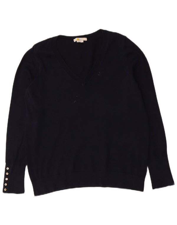 Maglione maglione da donna con scollo a V Boden UK 16 grande cotone blu navy