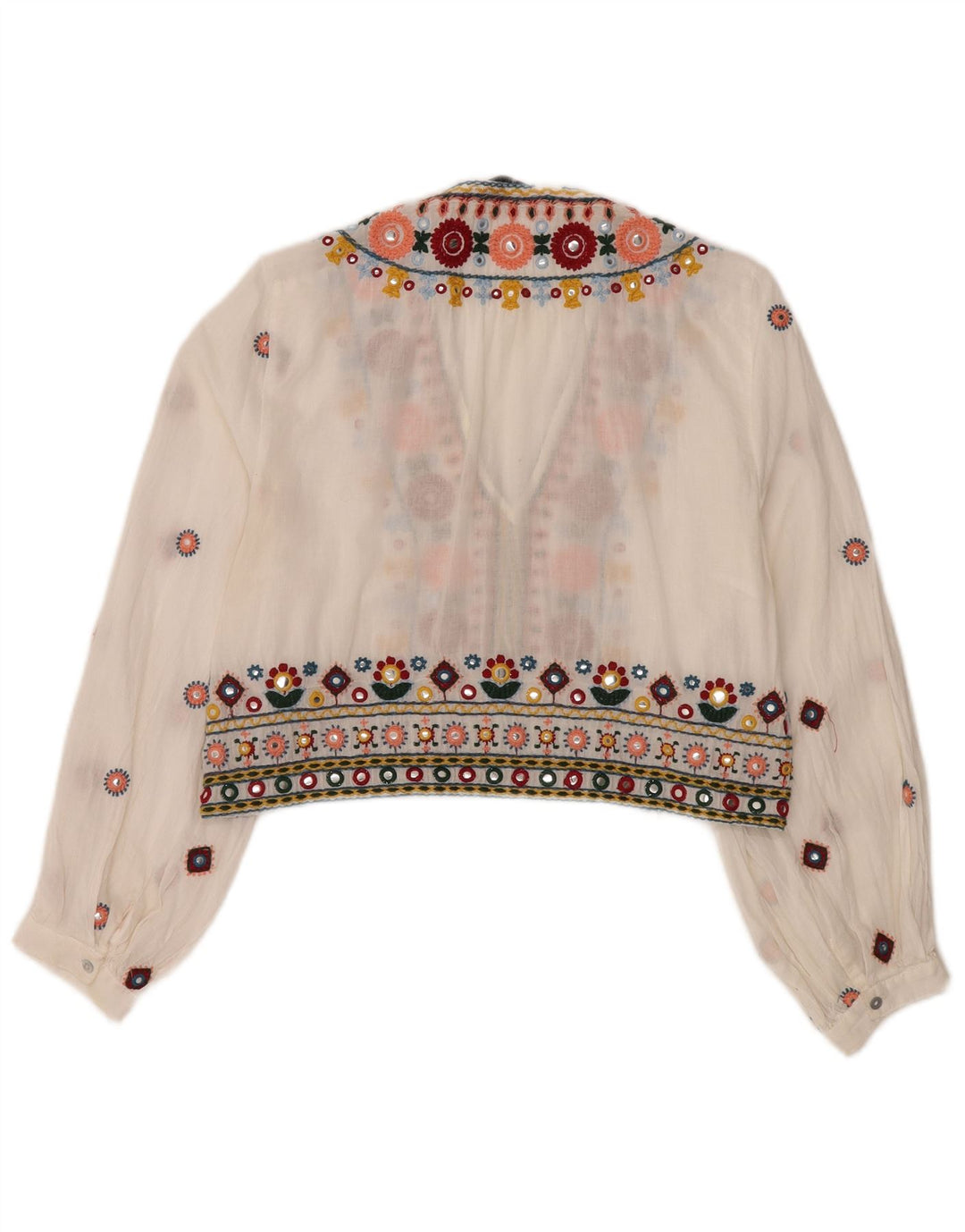 Top corto trasparente da donna Zara, camicetta UK 14, bianco medio floreale