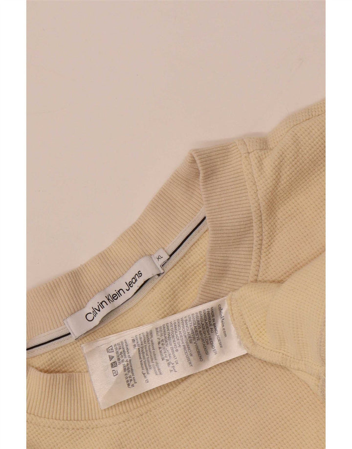 Calvin Klein Maglia da uomo a maniche lunghe XL in cotone beige