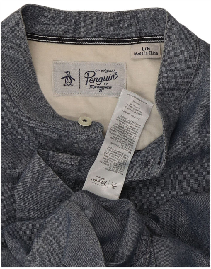 Camicia da uomo Penguin Grande cotone screziato blu navy