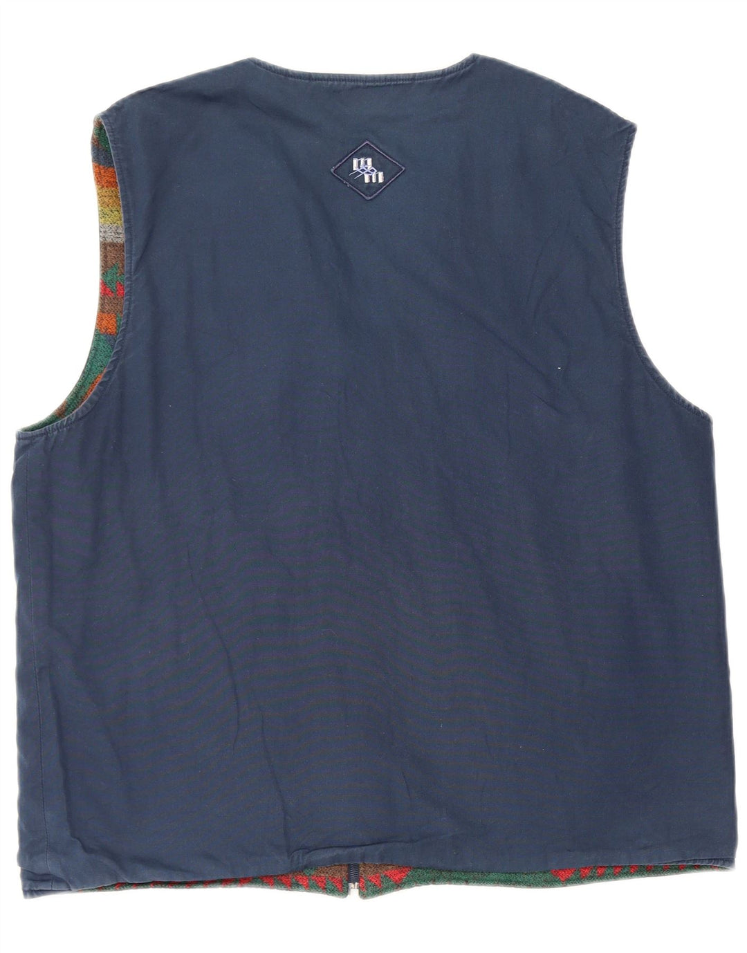 Gilet reversibile vintage da uomo grande Fair Isle multicolore