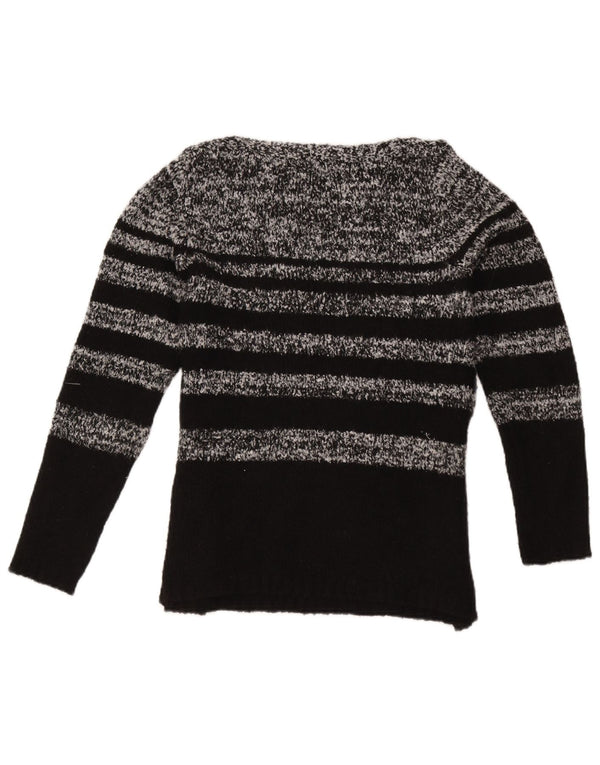 Maglione maglione con scollo a barca da donna M&Co UK 12 Acrilico a righe nere medie