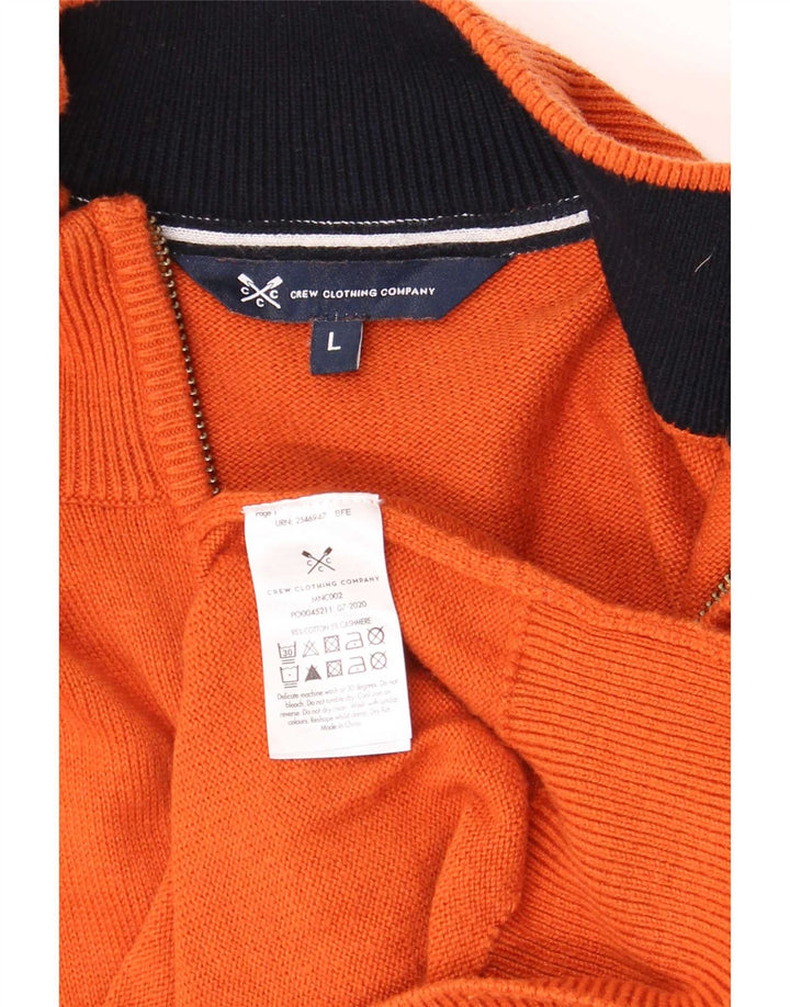 Crew Clothing Maglione da uomo con zip e collo grande in cotone arancione