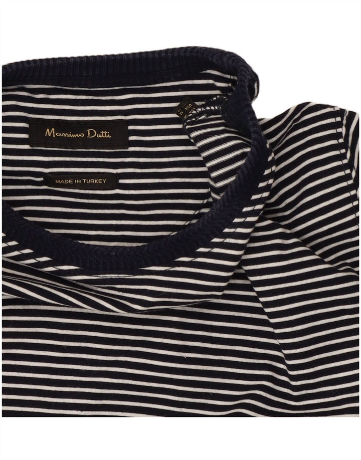 T-shirt da uomo Massimo Dutti Top medio blu navy gessato