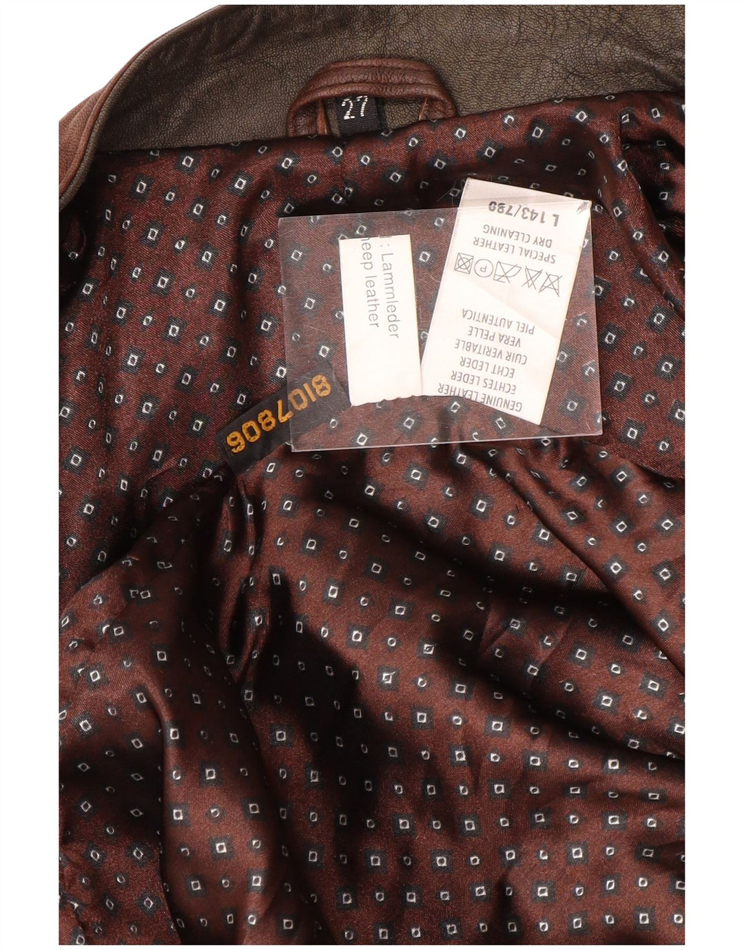 Giacca in pelle vintage da uomo UK 44 2XL Pelle marrone tie dye