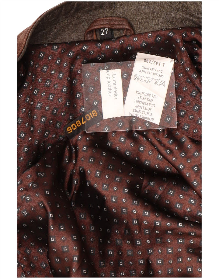 Giacca in pelle vintage da uomo UK 44 2XL Pelle marrone tie dye