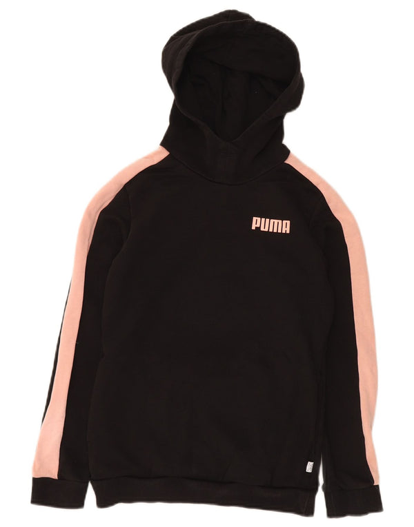 Felpa con cappuccio per ragazze PUMA 11-12 anni in cotone color block nero