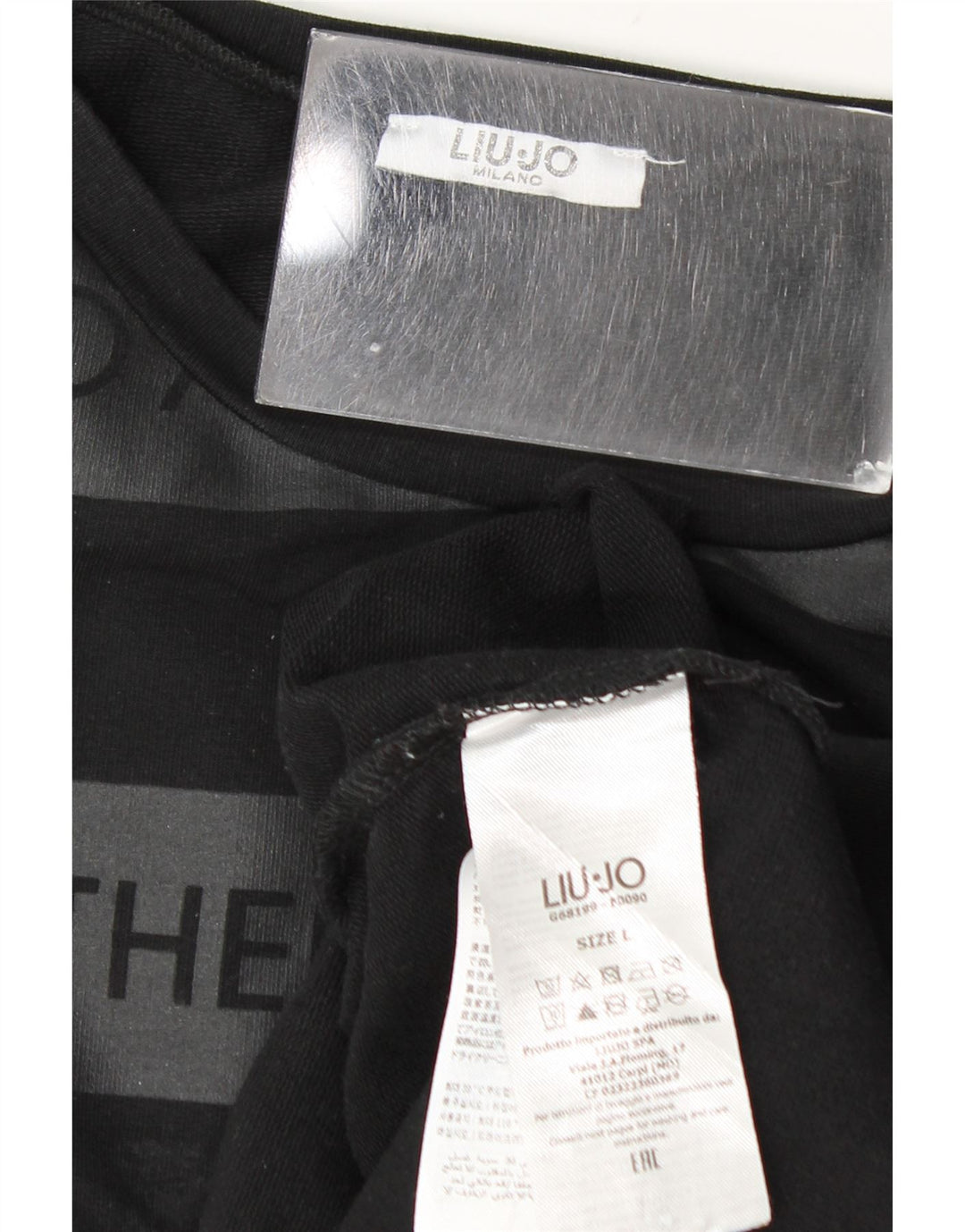 Felpa grafica da donna Liu Jo Jumper UK 16 Large Black Striped