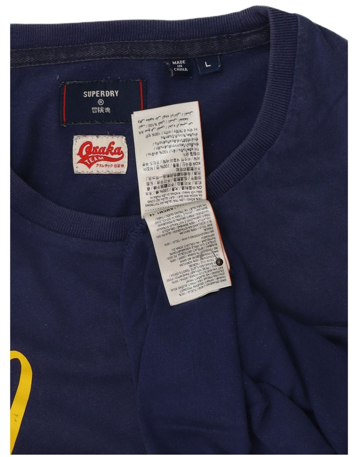 T-shirt grafica da uomo Superdry Top grande in cotone blu navy