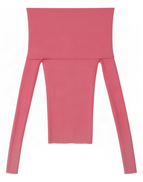 Top corto Zara da donna a maniche lunghe con spalle scoperte UK 4 XS Rosa