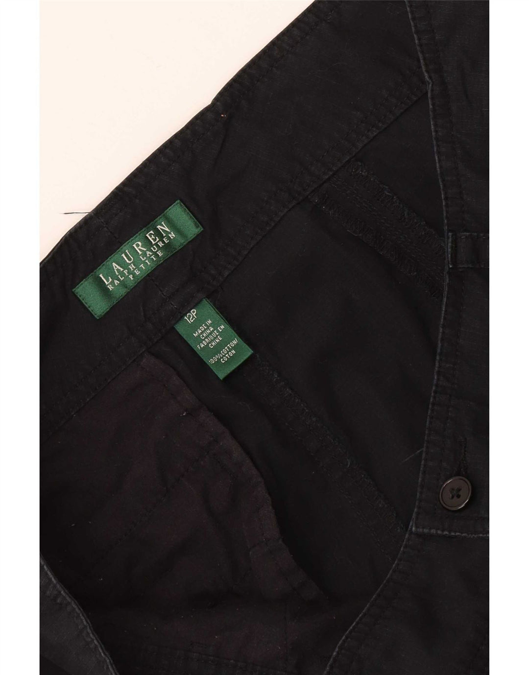 Pantaloncini cargo da donna Ralph Lauren US 12 Large W34 cotone nero