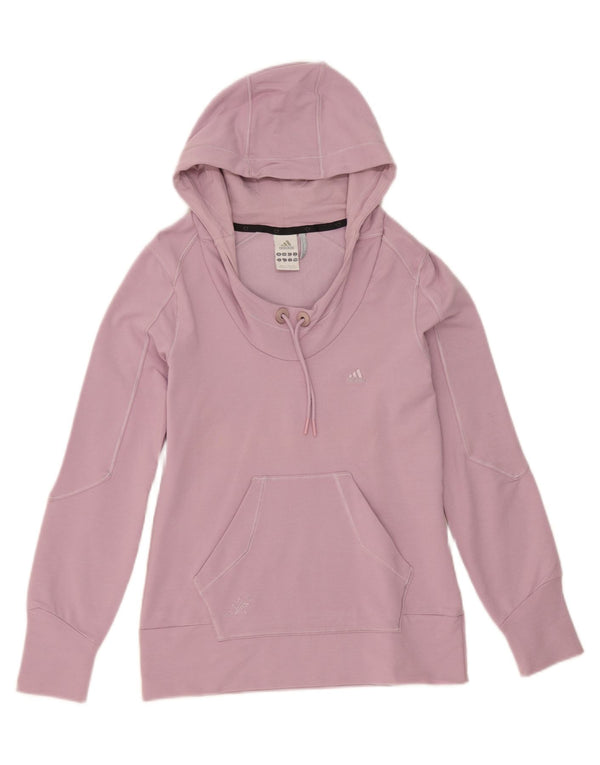 Felpa con cappuccio da donna Adidas UK 12 cotone rosa medio