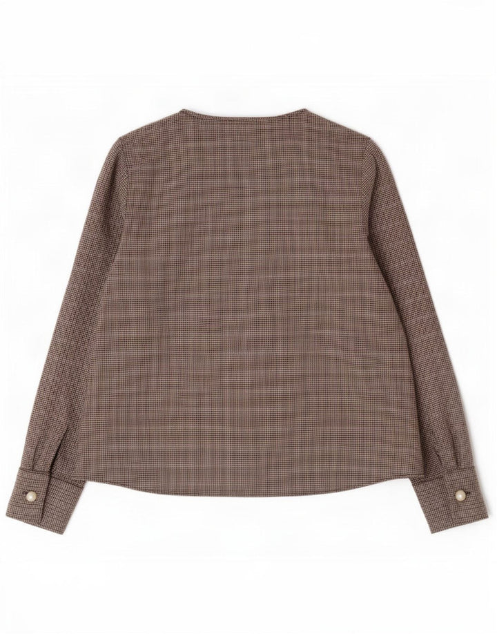 Camicetta a maniche lunghe da donna Zara UK 14 Poliestere pied de poule marrone medio