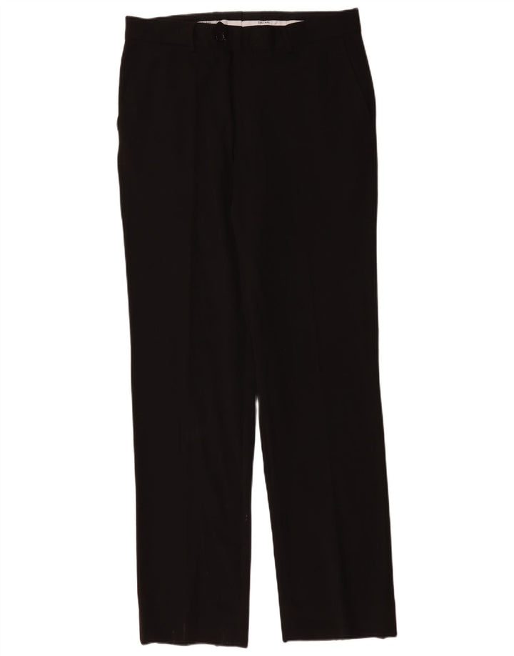 Pantaloni da abito dritti da uomo Zara EU 42 Large W34 L34 poliestere nero