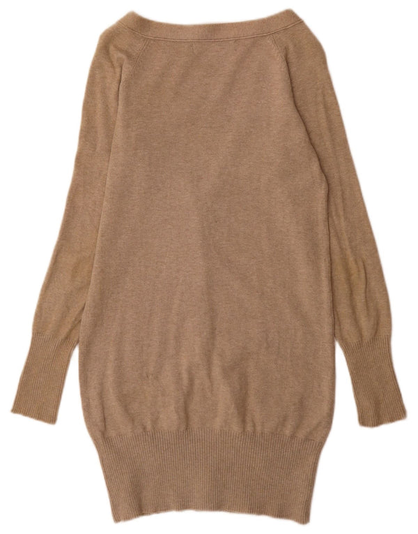 Maglione cardigan lungo da donna Zara UK 10 piccolo cotone beige