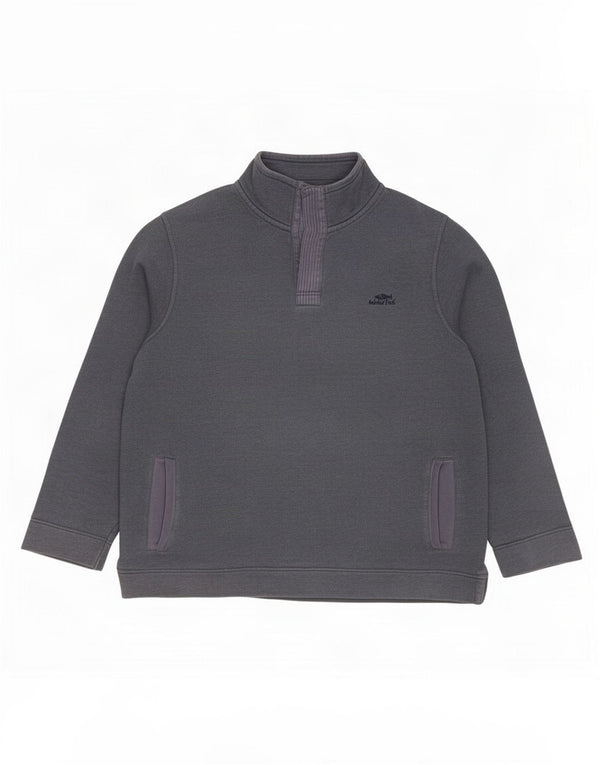 Felpa da uomo con collo con bottoni Weird Fish, maglione XL, cotone blu navy