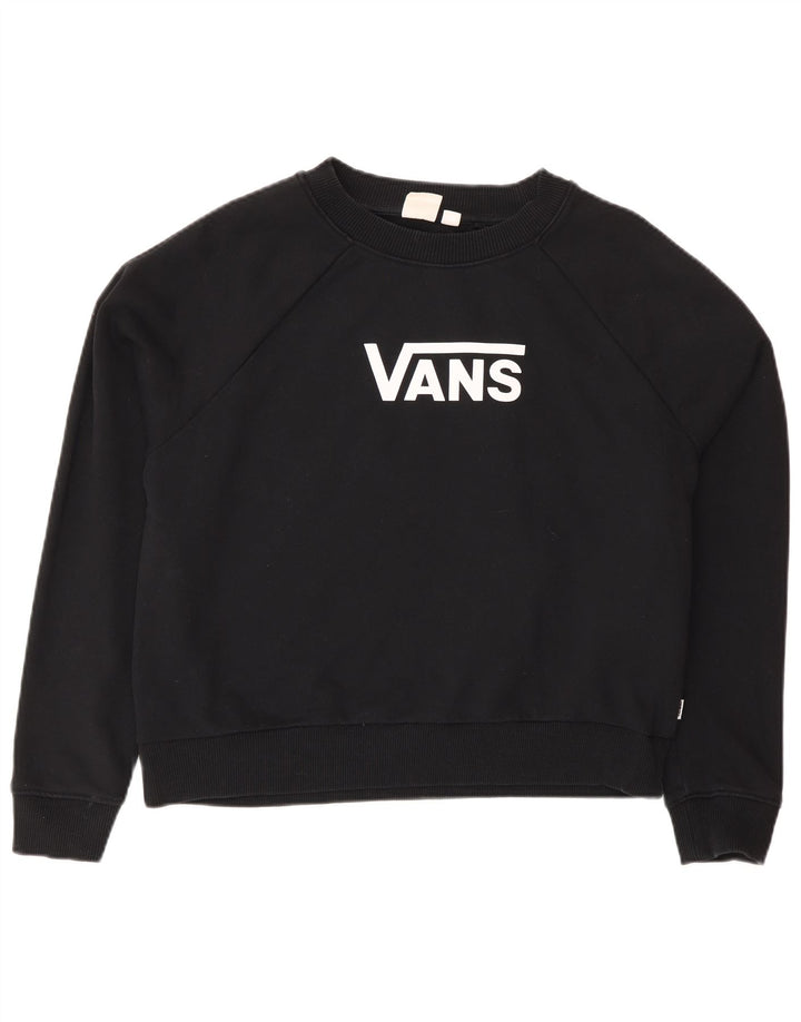 Felpa oversize con grafica da donna di Vans, maglione UK 14, cotone nero medio