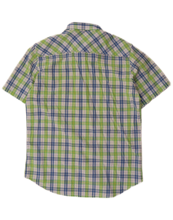 Camicia a maniche corte da uomo Marlboro Classics in cotone a quadri verde medio