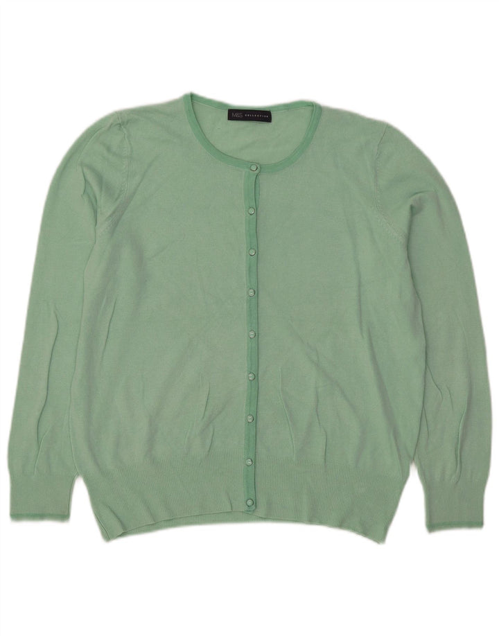 Maglione cardigan da donna Marks & Spencer UK 16 grande viscosa verde