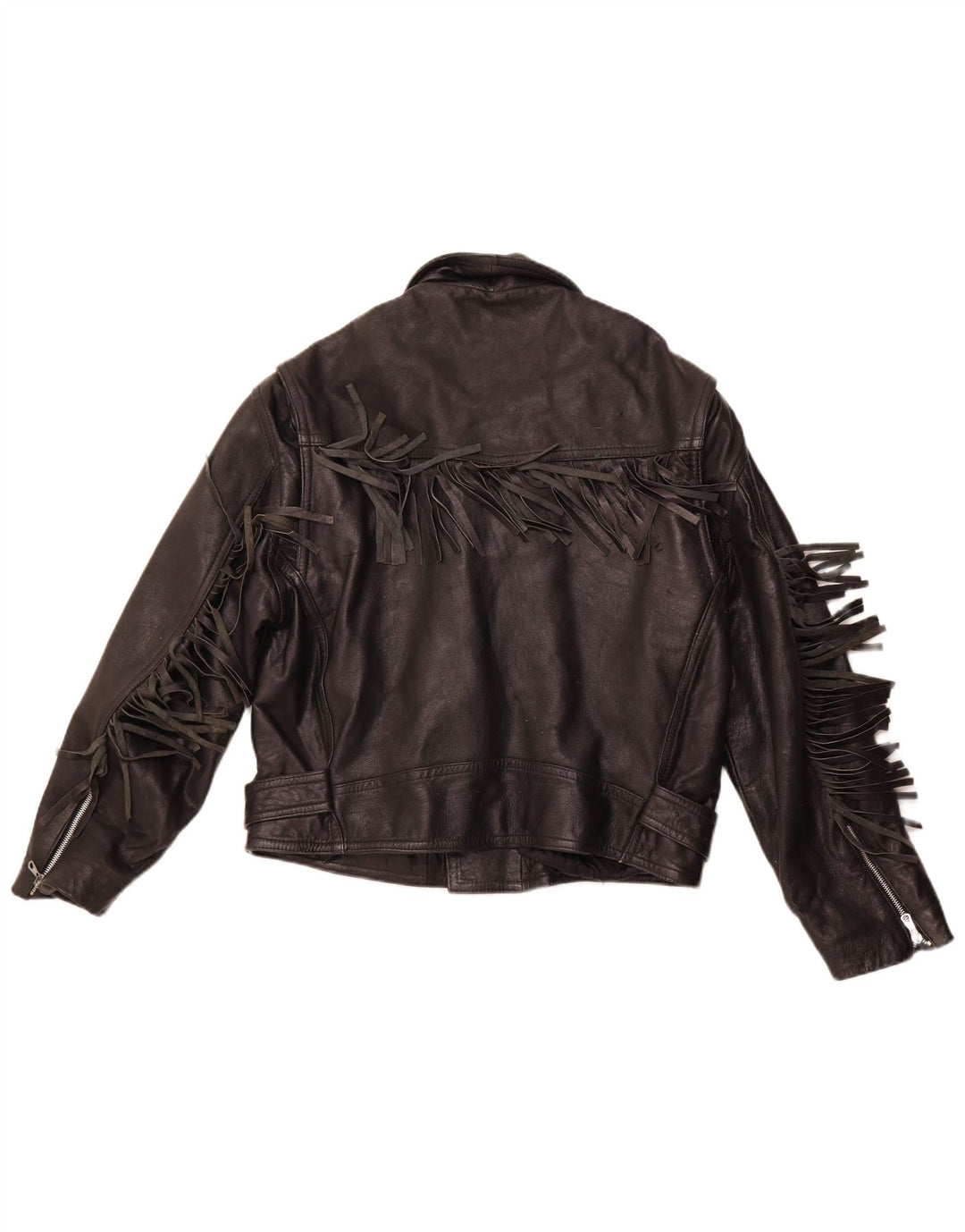 Giacca da motociclista in pelle da donna VINTAGE UK 14 Pelle nera media