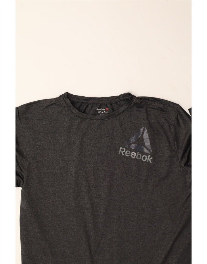 REEBOK Boys Top Long Sleeve 14-15 Years Large Grey Polyester Vintage Reebok and Second-Hand Reebok from Messina Hembry 
