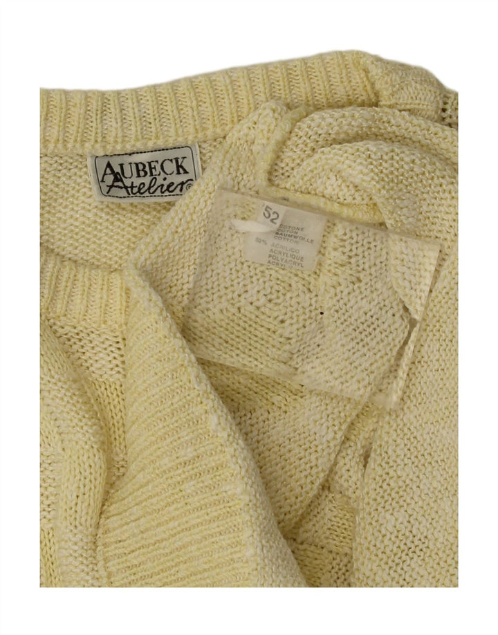 Maglione girocollo da uomo vintage IT 52 grande giallo a rombi/diamante